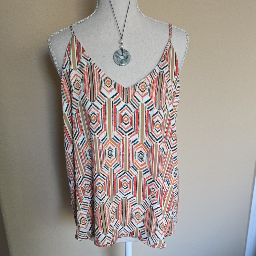 NEW Evereve Allison Joy Clover Cami Multicolor Abstract Geometric - M